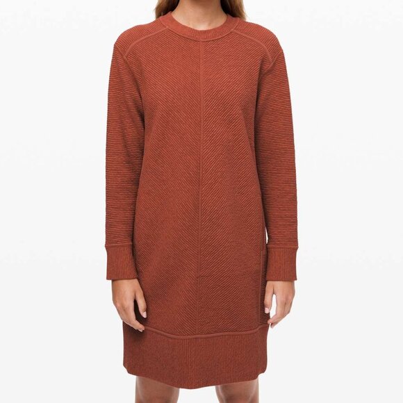 Lululemon Heathered Rustic Clay On Repeat Turtleneck Long Sleeve Dress - Picture 1 of 7